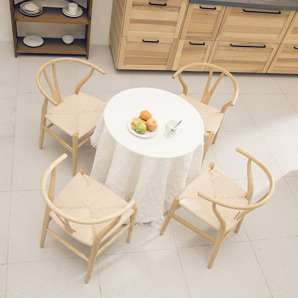 Tomile Weave Dining Chair Ash Wood Wishbone Chair， set of 2 Natural