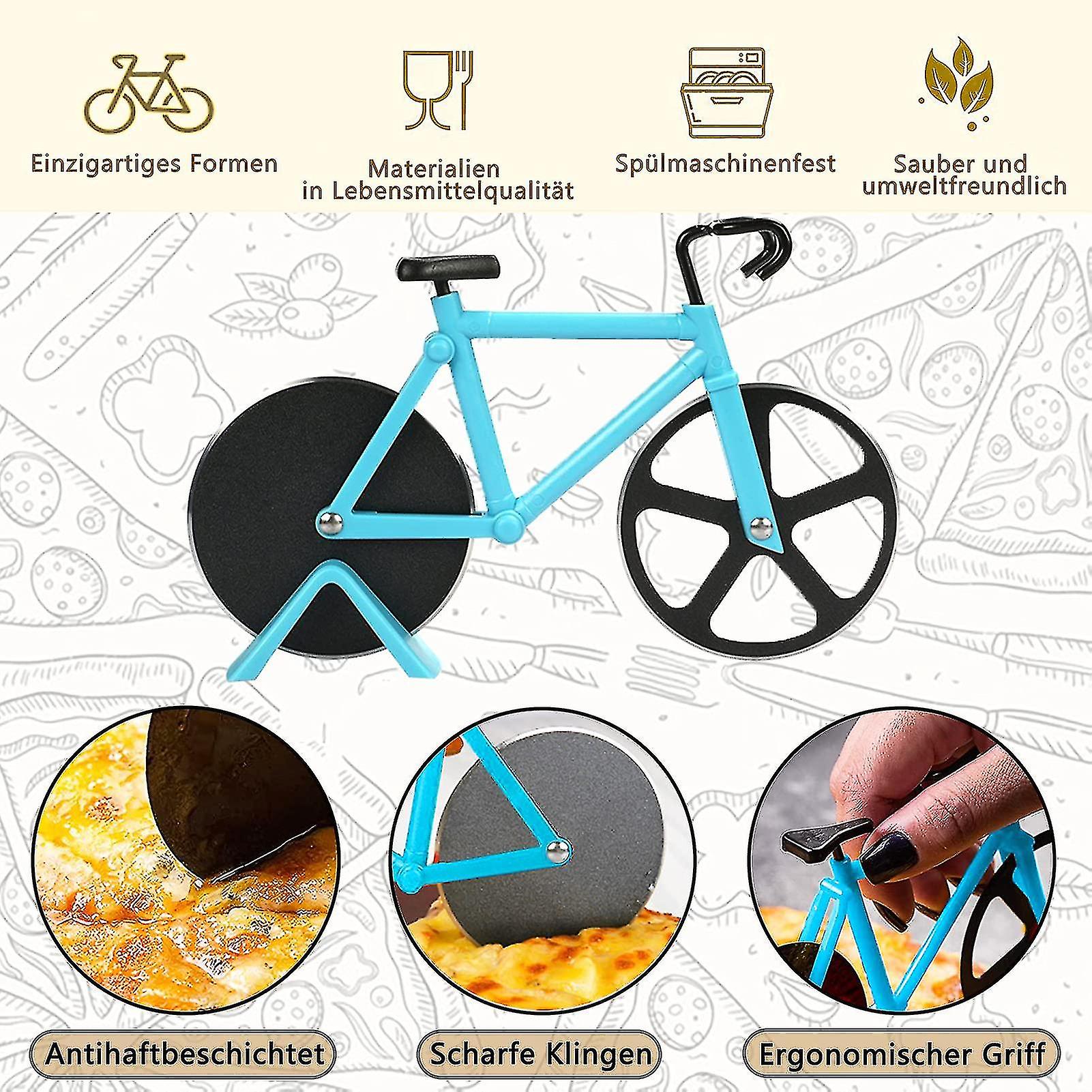 Bicycle Pizza Cutter 100% Food Grade Non-stick Stainless Steel Double Pizza Cutter Professional Design