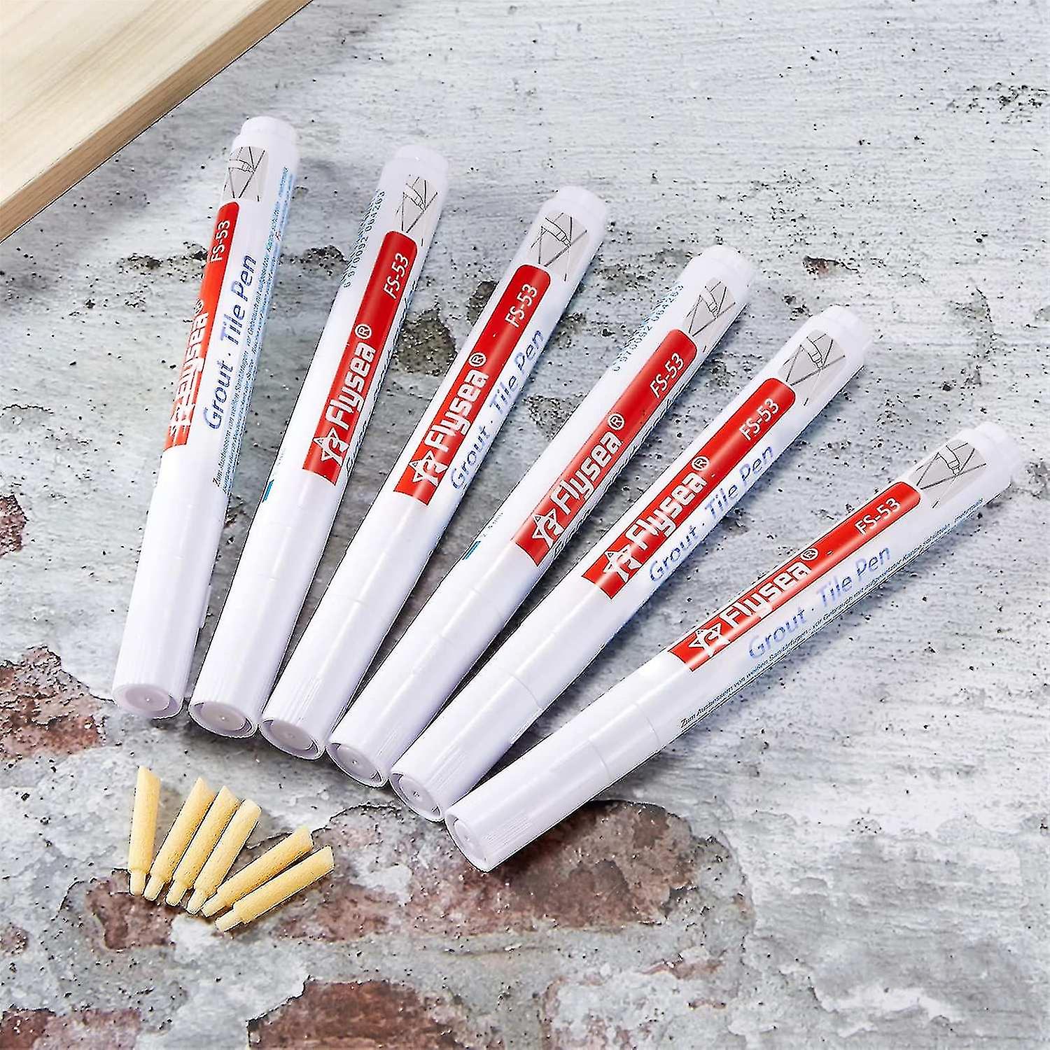 6 Pieces Tile Pen Wall Grout Restorer Pen Repair Marker Grout Filler Pen For Restoring Tile Wall Flo