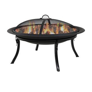 Sunnydaze Decor 29 in. x 24 in. Steel Portable Folding Wood Burning Fire Pit with Carrying Case and Spark Screen NB-CGO101