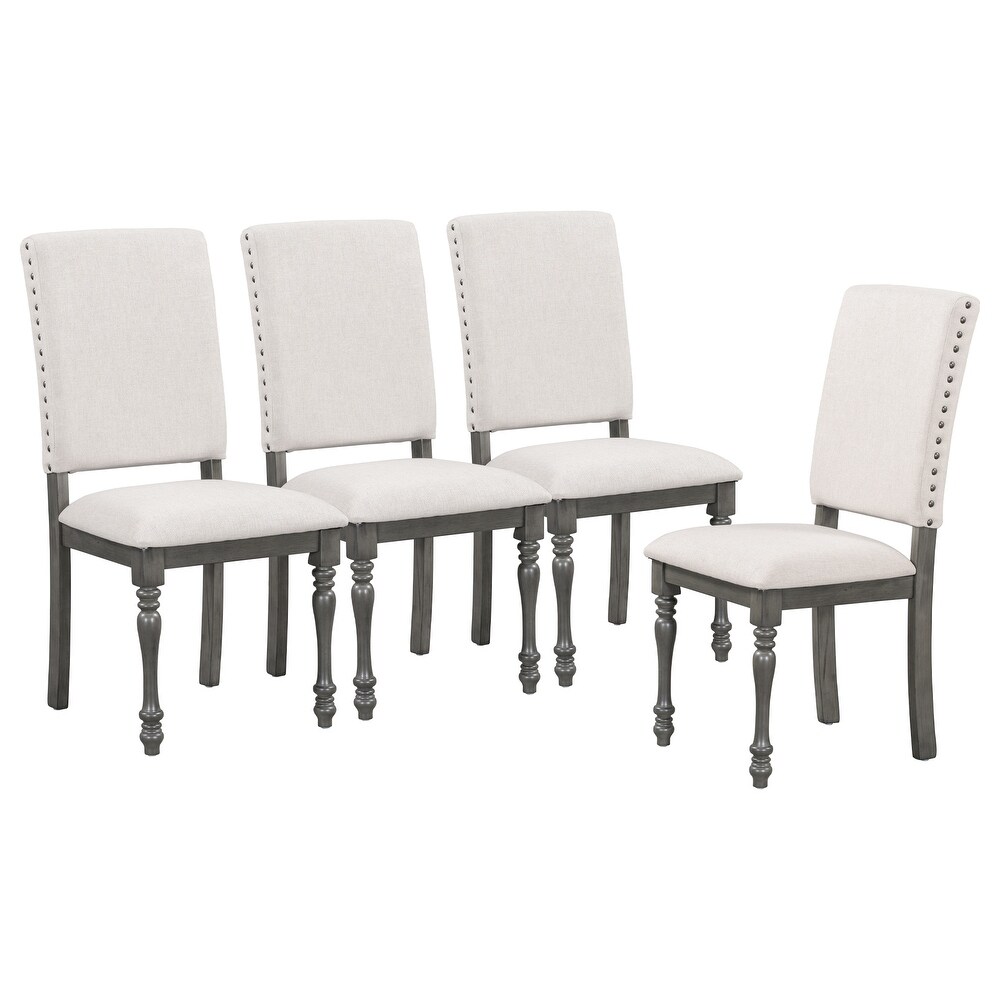 Classic 6 Piece Wood Dining Table Sets w/Upholstered Chairs   Bench