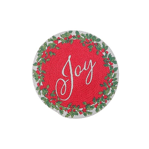 Christmas Printed Round Cotton Rope Placemat Joy