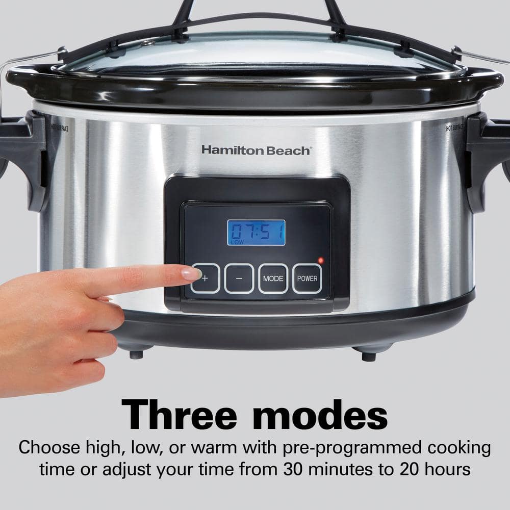 Hamilton Beach Stay or Go 6 Qt. Stainless Steel Slow Cooker with Built in Timer 33561