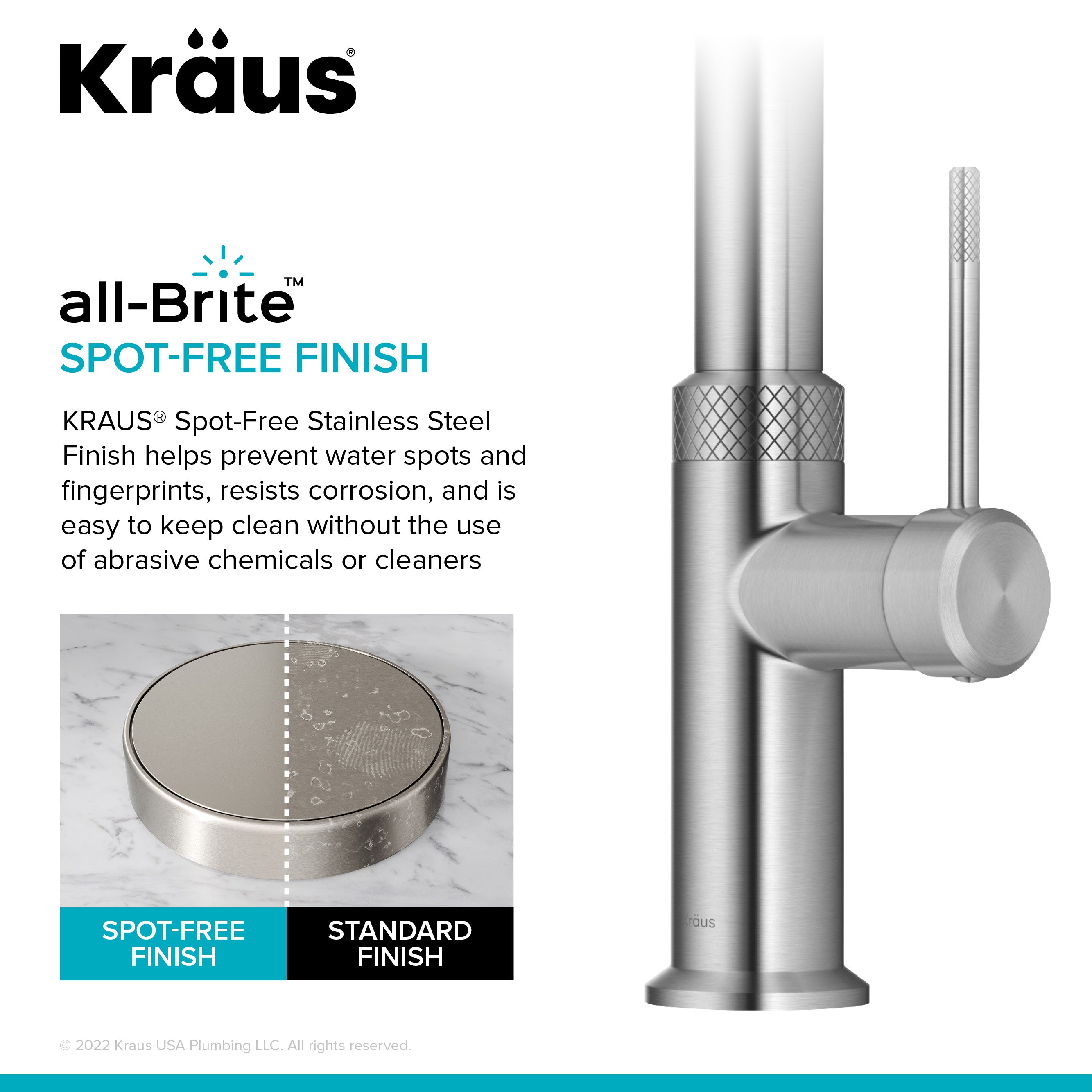 KRAUS Oletto Modern Industrial Pull-Down Single Handle Kitchen Faucet in Spot Free Stainless Steel