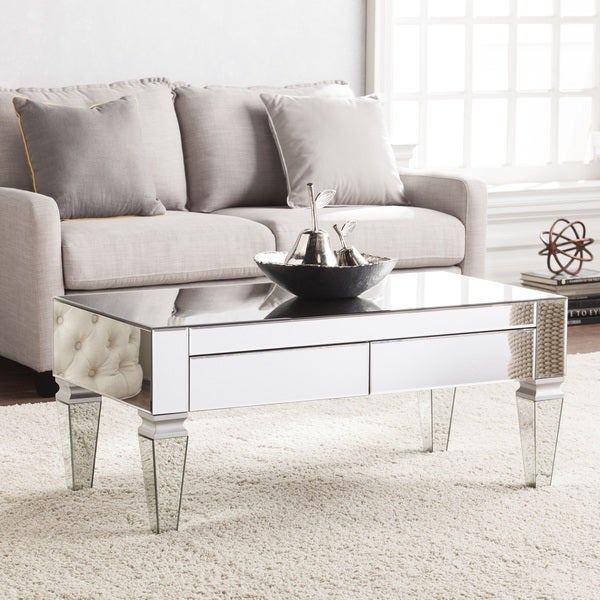 SEI Furniture Olivia Contemporary Mirrored Rectangular Coffee Table