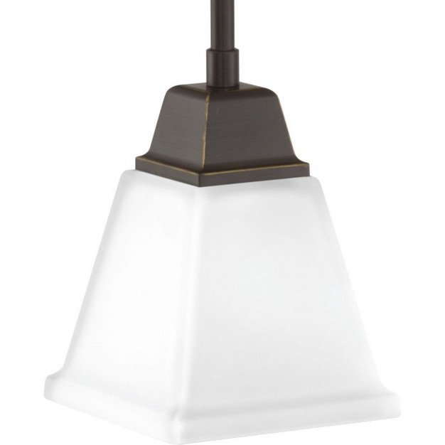 Progress Lighting Clifton Heights 1 light Mini pendant Antique Bronze Etched Square Glass Shade