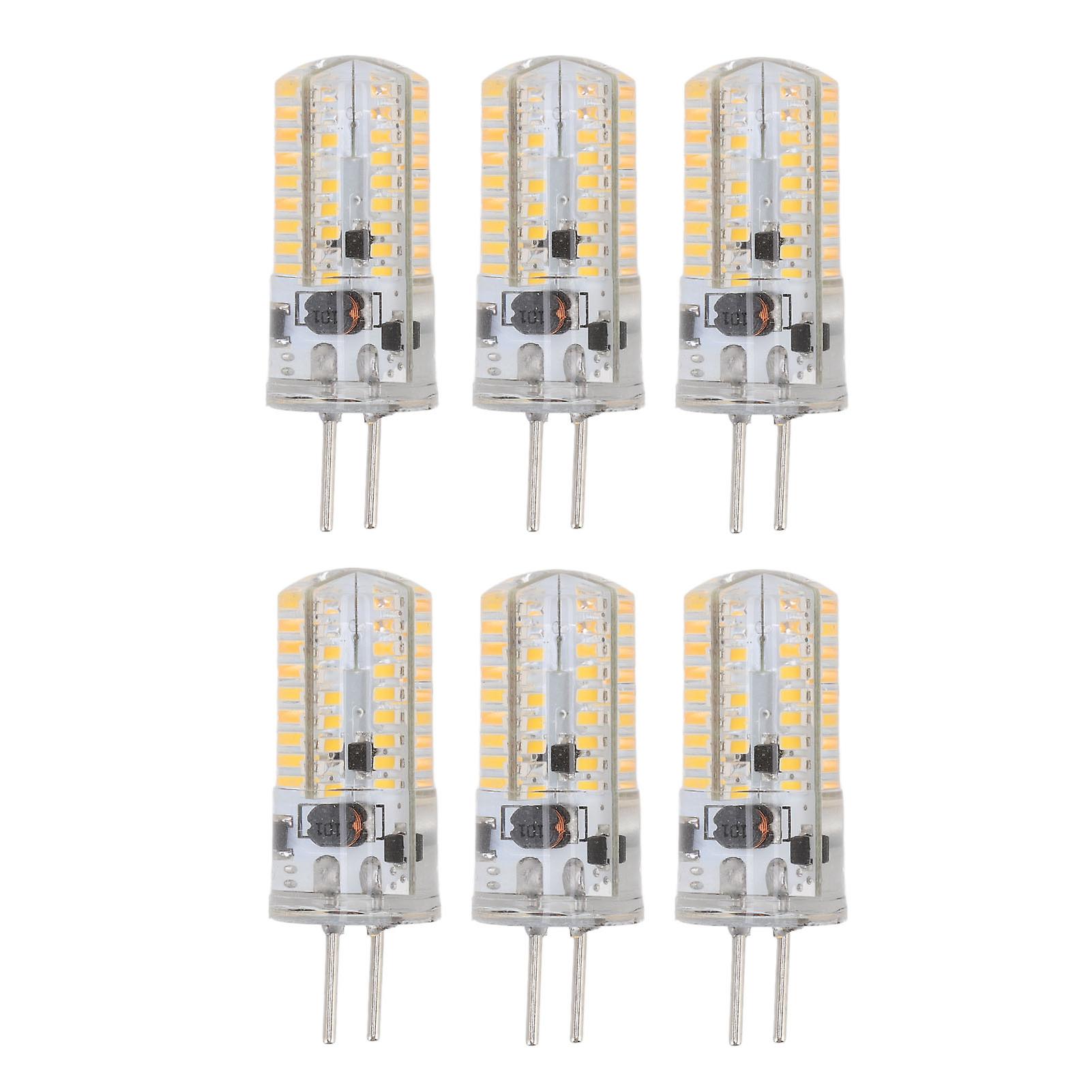 6Pcs GY6.35 LED Bulbs 5W AC 12V Warm White 2700 to 3000K White 6000 to 6500K 500LM 72LED Light Bulbs for Home Office Warm White