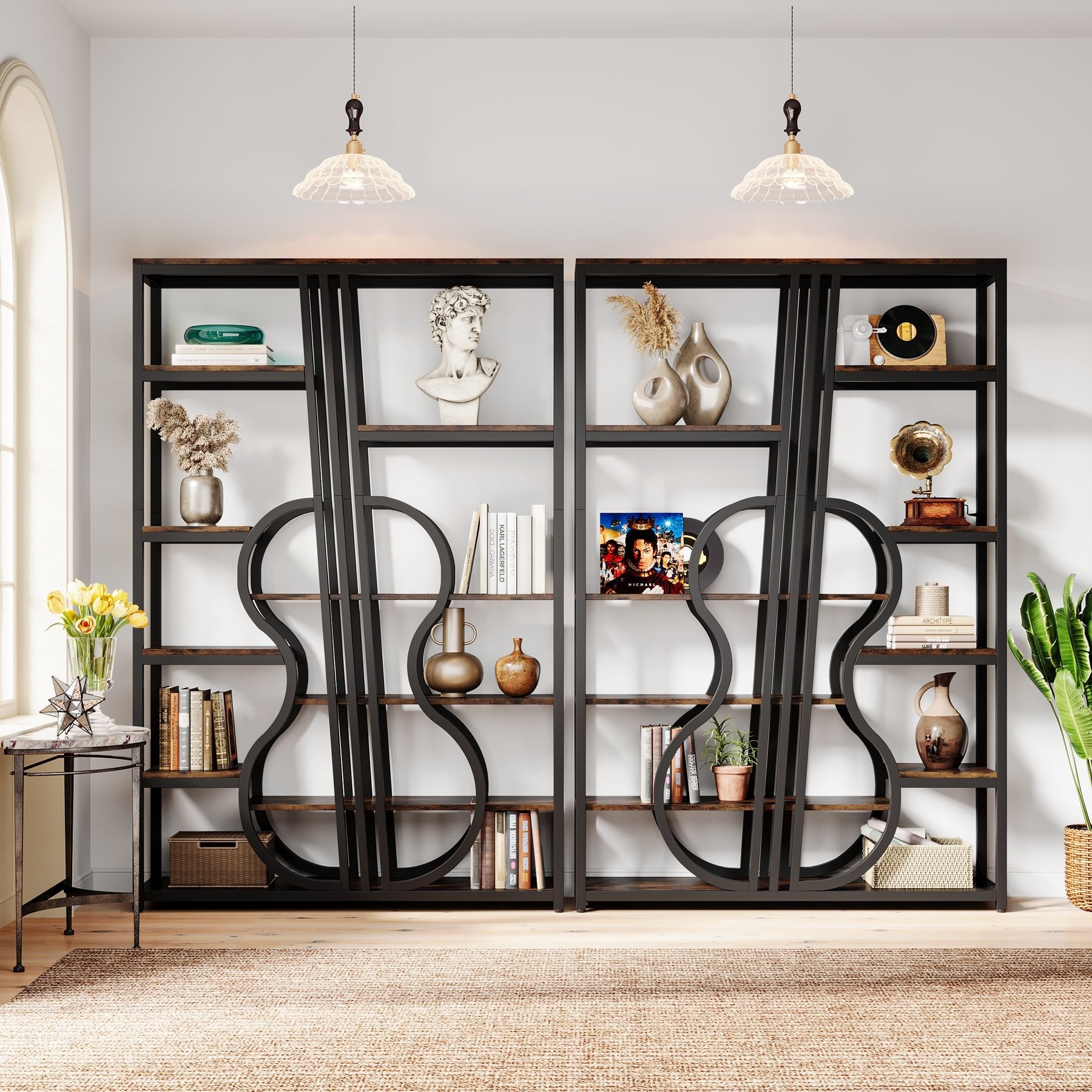 70.8 Booshelf, Vintage Etagere Bookcase with 9 Tier Storage Shelves