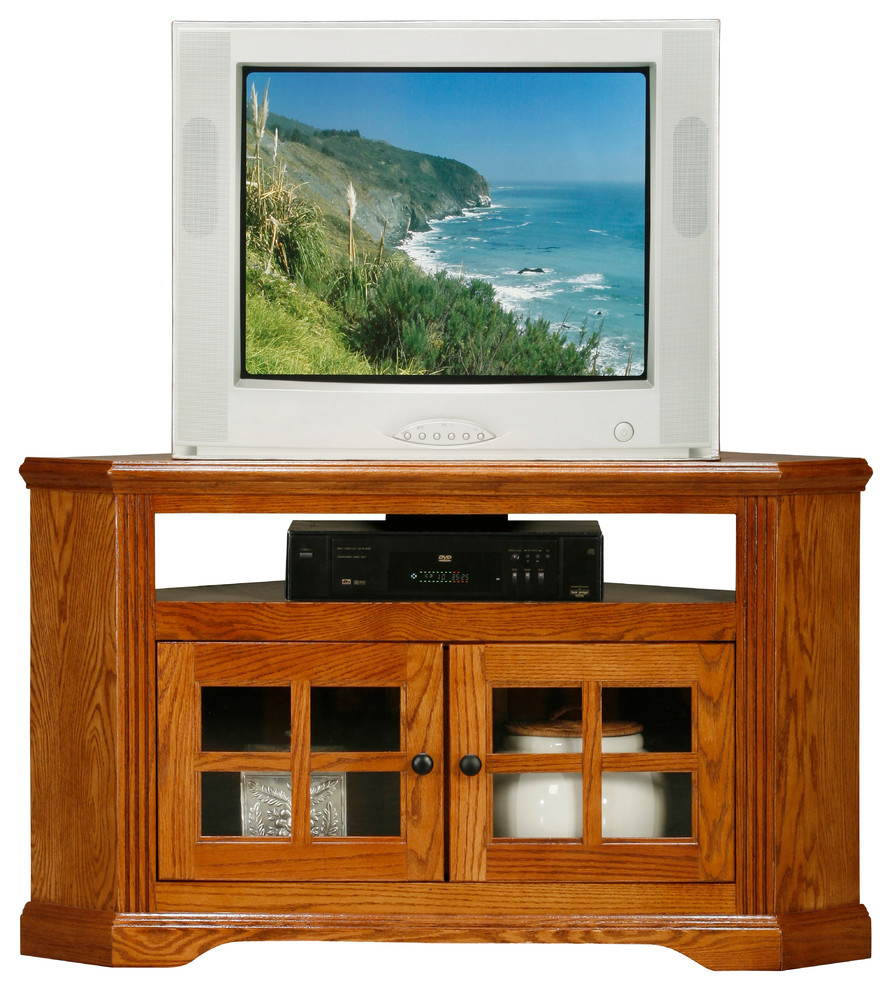 Oak Ridge 40 quotCorner TV Cart   Transitional   Entertainment Centers And Tv Stands   by Eagle Furniture  Houzz