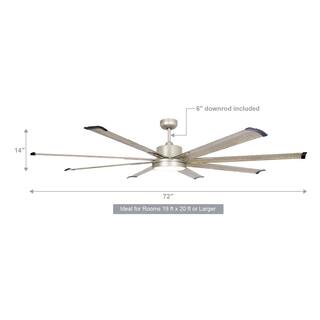 Parrot Uncle Bankston 72 in. Integrated LED Brushed Nickel Ceiling Fan with Light and Remote Control F8220110V