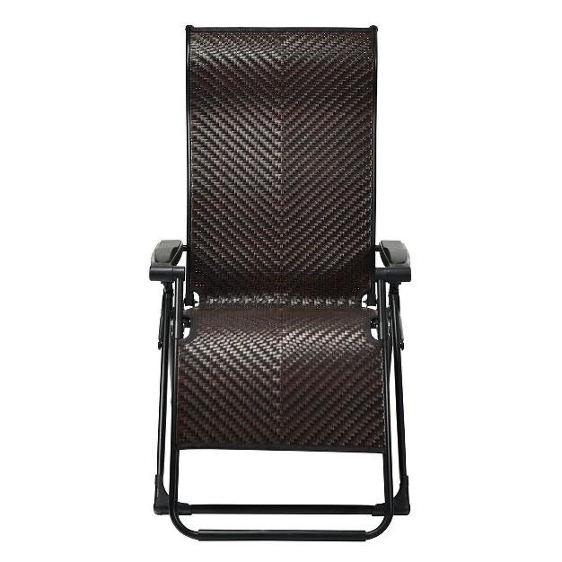 Costway Patio Rattan Zero Gravity Lounge Chair Folding Recliner Adjustable W headrest