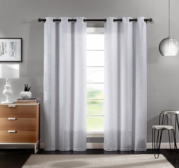 Kate Aurora Modern Living 2 Pack Aries Geometric Light Reducing Grommet Curtains