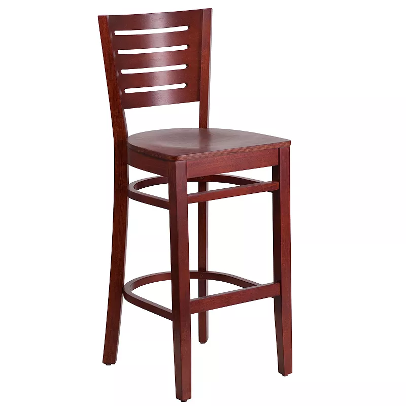 Emma and Oliver Slat Back Walnut Wood Barstool