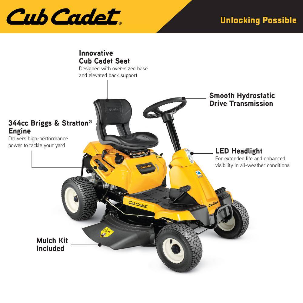 Cub Cadet 30 in. 10.5 HP Briggs  Stratton Engine Hydrostatic Drive Gas Rear Engine Riding Mower with Mulch Kit Included CC30H