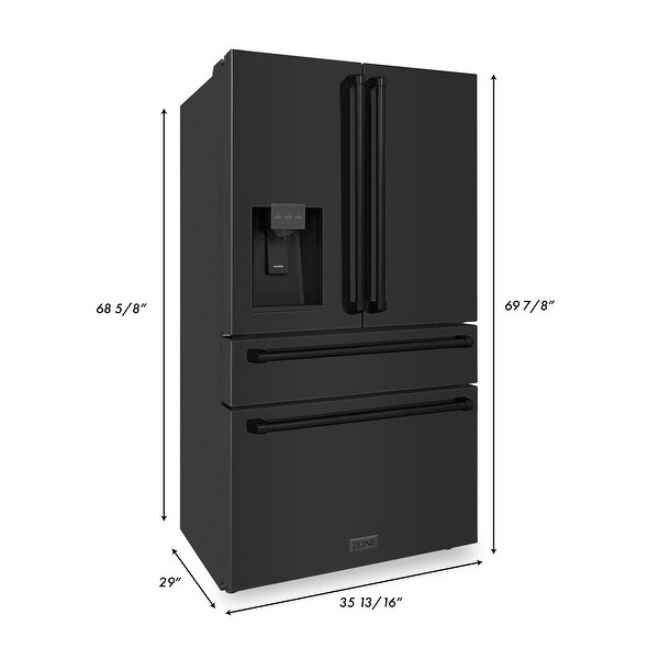 ZLINE 36 in. 21.6 cu. ft Freestanding French Door Refrigerator with Water and Ice Dispenser