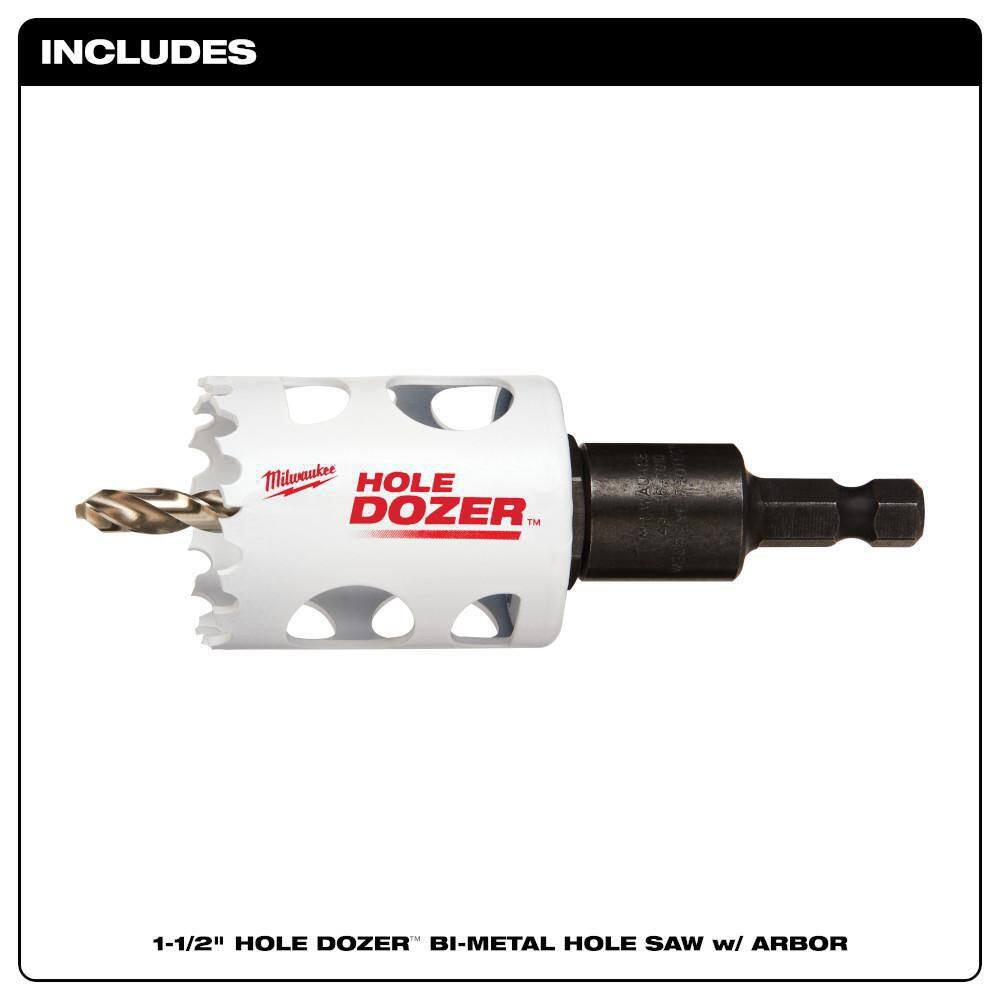 MW 1-12 in. Hole Dozer Bi-Metal Hole Saw with 38 in. Arbor  Pilot Bit 49-56-9665