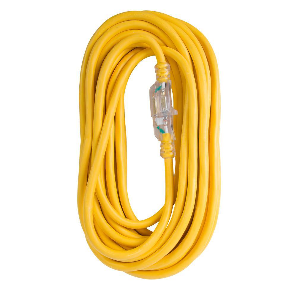 Bergen Industries 100 ft. 123 SJTW 15 Amp125-Volt Outdoor Single Receptacle Extension Cord Yellow OC100123LT