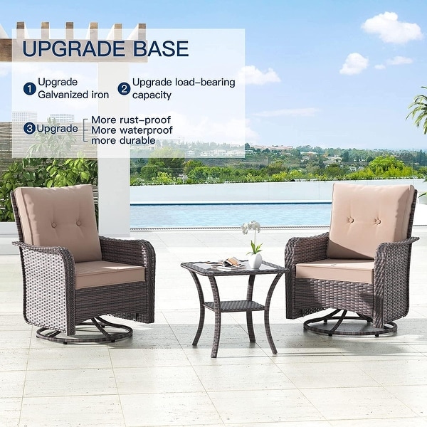 Kullavik 3 Pieces Patio Furniture Set，Outdoor Swivel Rocking Chairs