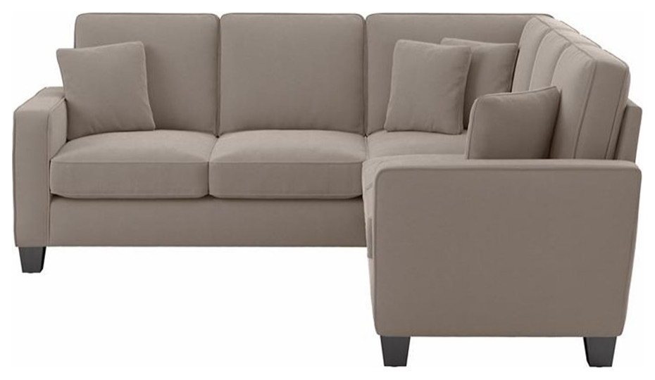 Stockton 87W L Shaped Sectional Couch in Chocolate Brown Microsuede   Transitional   Sectional Sofas   by Homesquare  Houzz