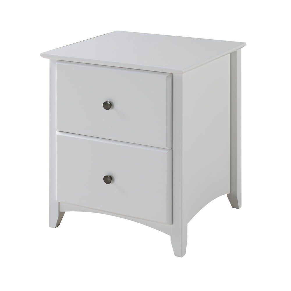 Shaker Style 2 Drawer Night Stand   White Finish