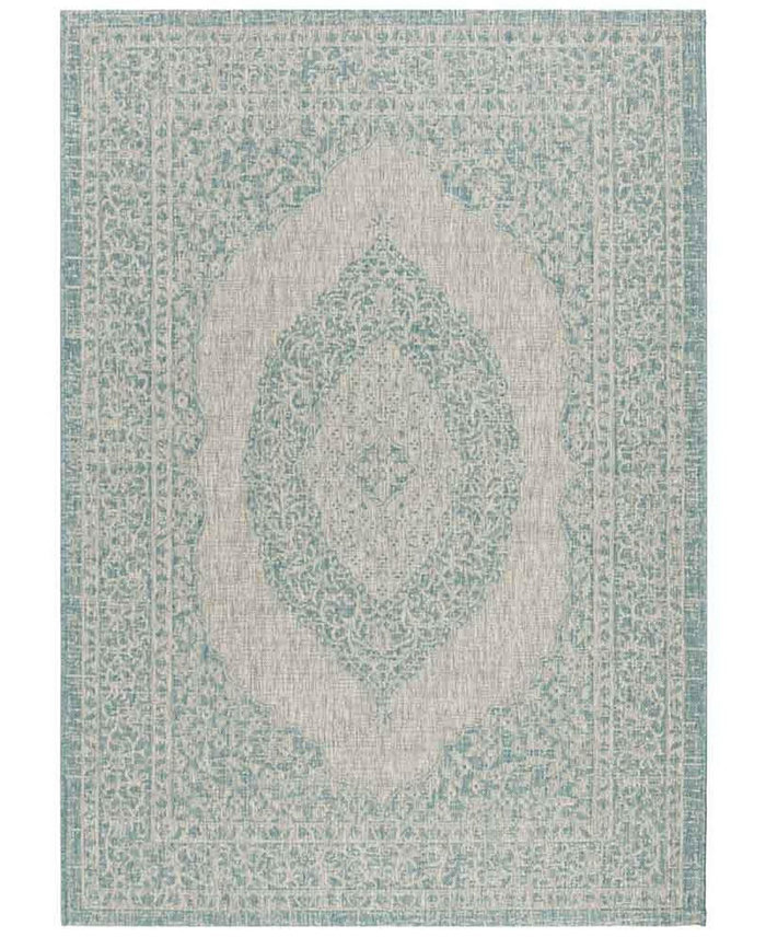 Safavieh Courtyard CY8751 Light Gray and Aqua 2' x 3'7 Sisal Weave Outdoor Area Rug