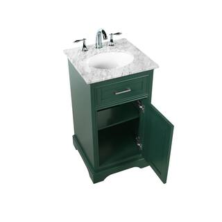 Simply Living 19 in. W x 19 in. D x 35 in. H Bath Vanity in Green with Carrara White Marble Top SL45057GN