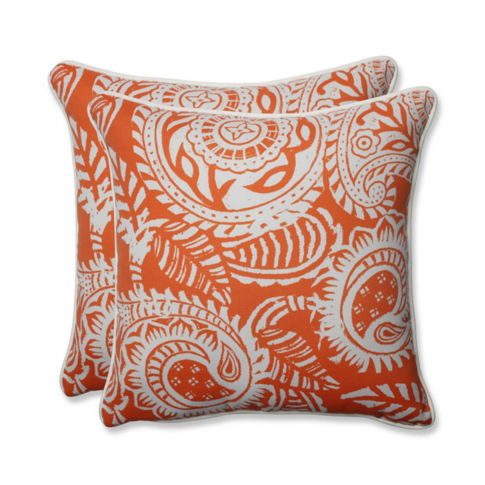 Pillow Perfect Addie Terra Cotta 18.5 Throw Pillow， Set of 2