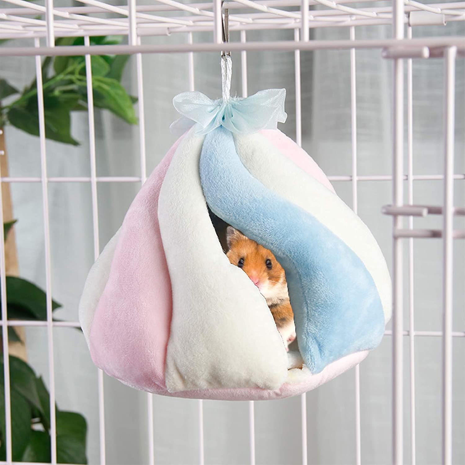 Pet Bed， Small Animal House Hamster Hanging Nest House Hammock Cute Colorful Guinea Pig Cage Winter Velvet Bed Nest Hedgehog Chinchilla Cage - -