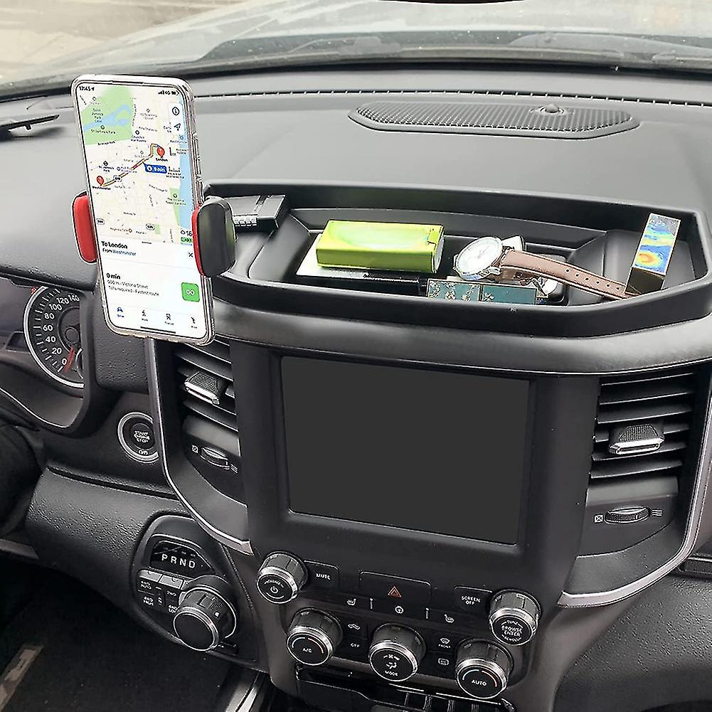 Car Dash Mount Phone Holder Center Console Storage Tray Phone Mount Organizer For 2018-2022 Ram 150