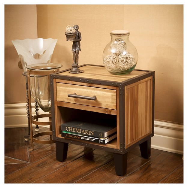 Luna Acacia Wood End Table Natural Christopher Knight Home