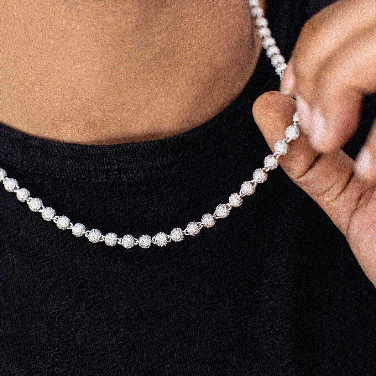 Iced Ball Chain in White Gold - 4mm