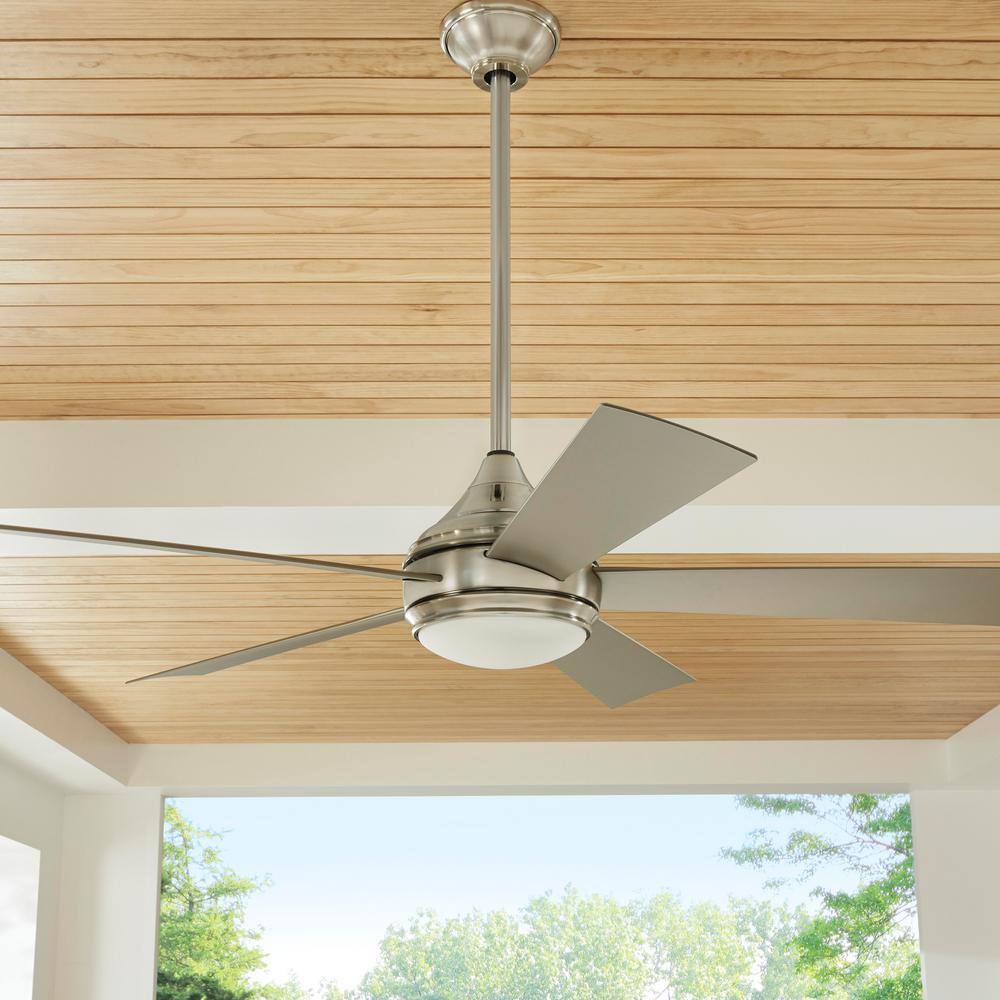 Home Decorators Collection Hanlon 52 in. Integrated LED IndoorOutdoor Stainless Steel Ceiling Fan with Light Kit and Wall Control YG533-SST-BN