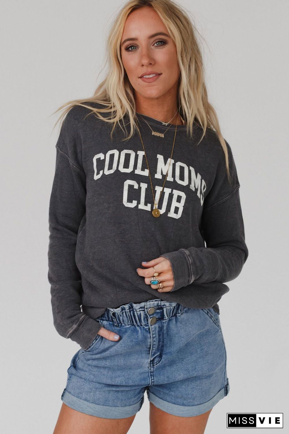 Gray COOL MOMS CLUB Drop Shoulder Sweatshirt