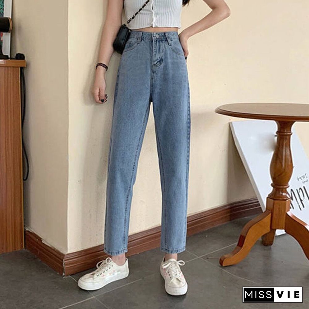 Woman Jeans High Waist Clothes Wide Leg Denim Clothing Blue Streetwear Vintage Quality Fashion Harajuku Straight Pants