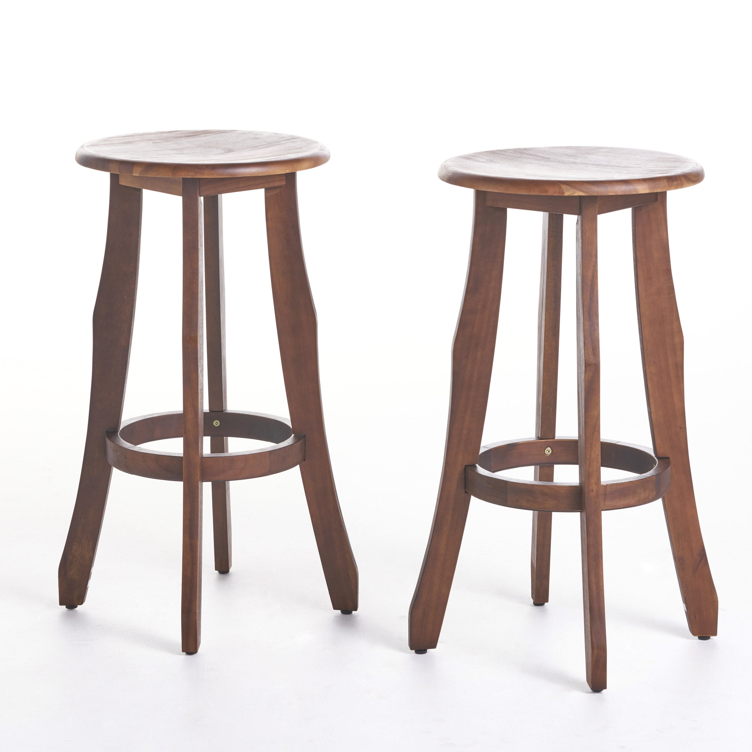 Ruth Rustic Indoor Acacia Wood Barstools， Set of 2， Dark Brown Finish