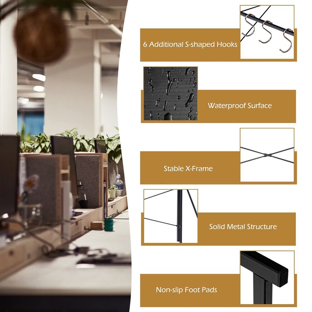 Costway Folding Computer Desk Writing Study Table w/6 Hooks Home