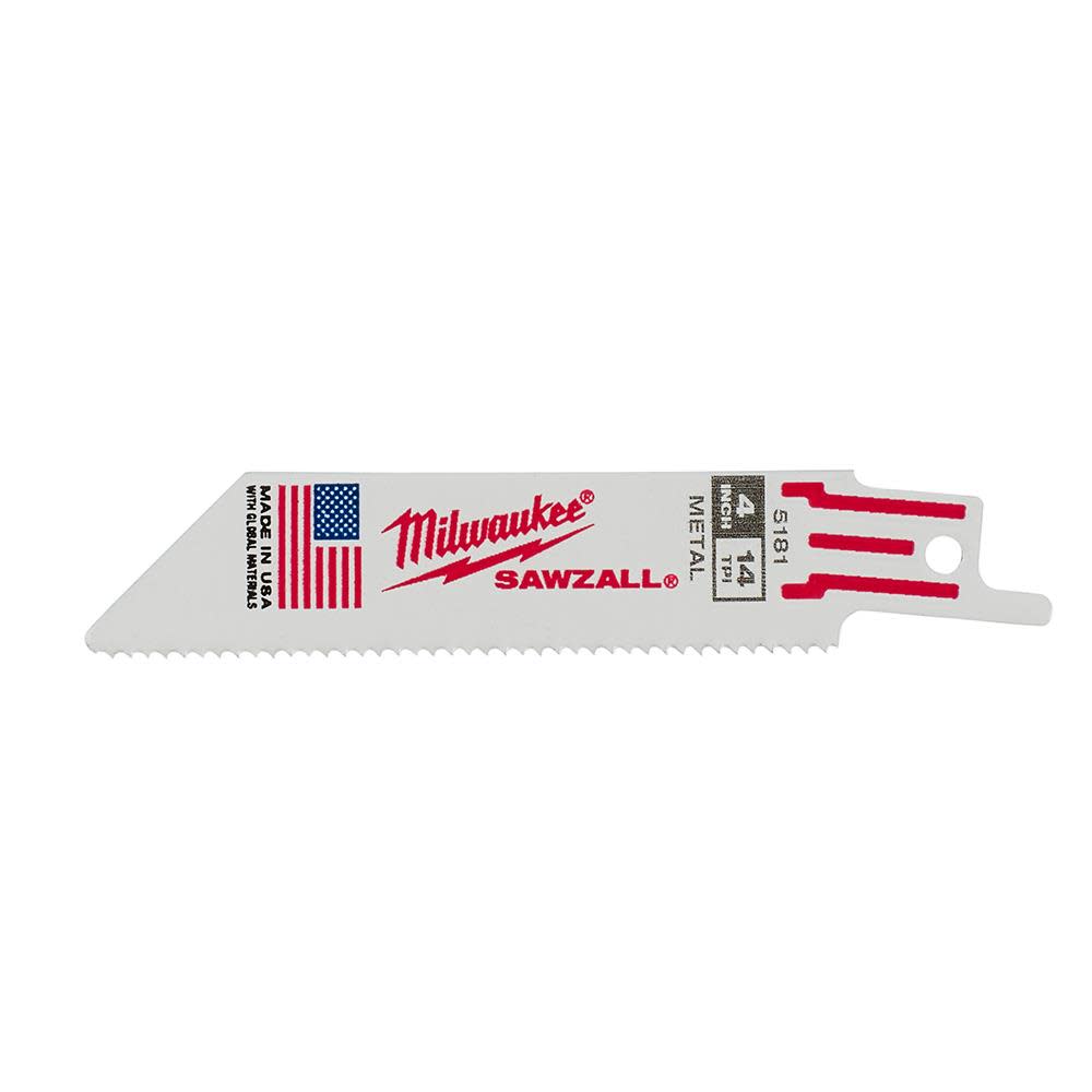 Milwaukee 4 in. 14 TPI Thin Kerf SAWZALL Blades 5PK 48-00-5181 from Milwaukee