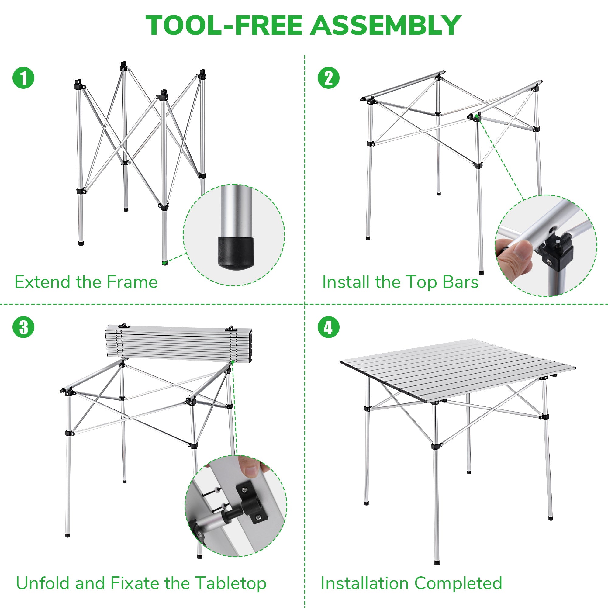 Yescom Roll-up Top Camp Folding Table Outdoor Desk