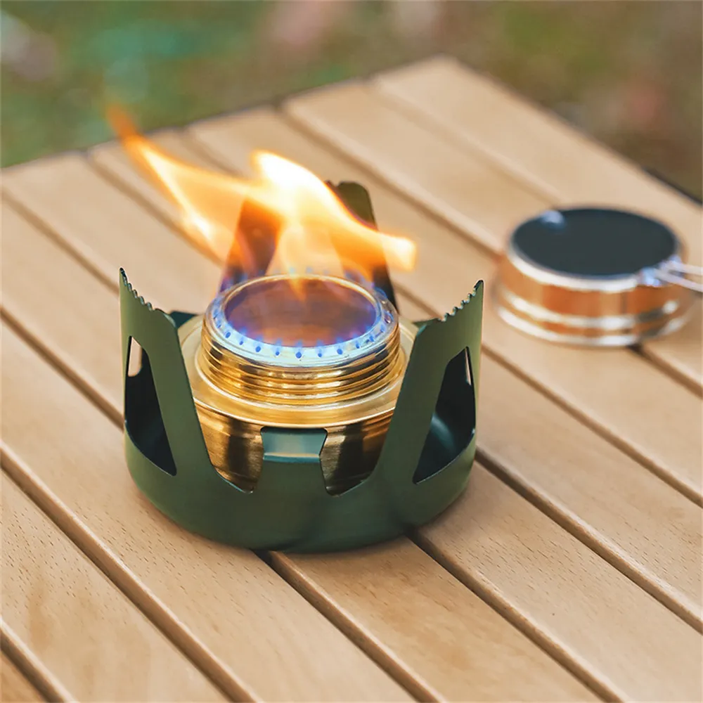 New Folding Brass Aluminum oy Material Outdoor Camping Vaporized Liquid Mini Alcohol Stove Portable Creative Alcohol Stove