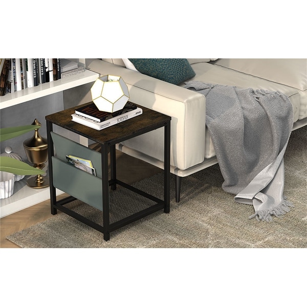 Square End Table Side Table with Storage Bag