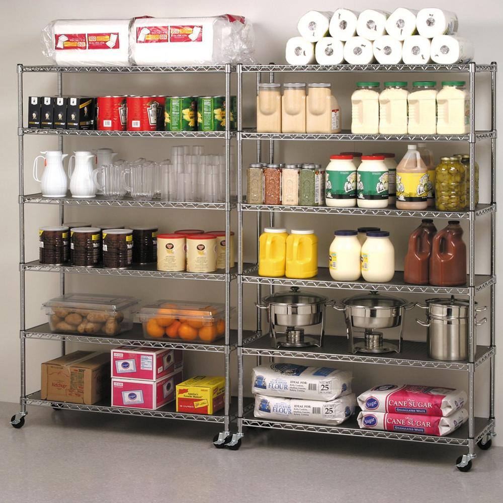 Seville Classics UltraDurable Silver 6-Tier NSF-Certified Steel Wire Garage Storage Shelving Unit (48 in. W x 72 in. H x 18 in. D) WEB563