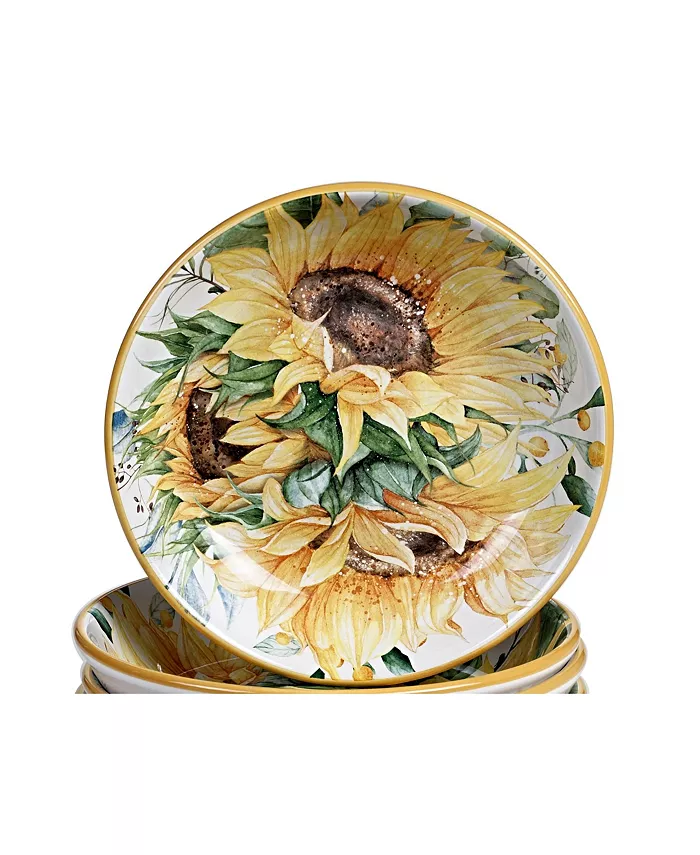 Certified International Sunflower Fields 4-Pc. Soup Pasta Bowls