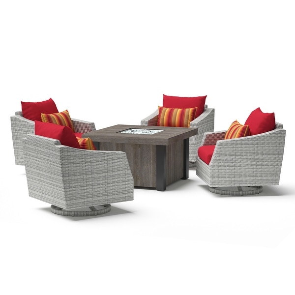 Cannes 5 Piece Sunbrella Outdoor Patio Motion Fire Chat Set