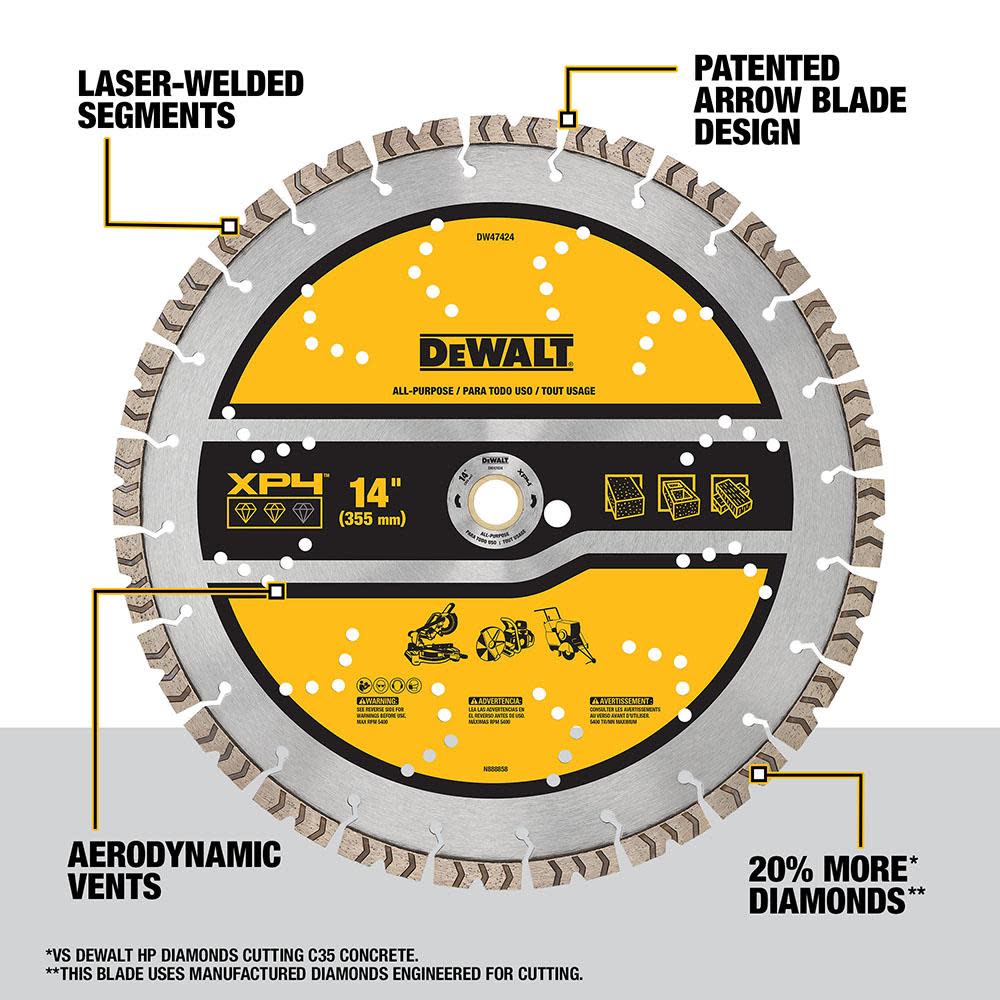 DEWALT Diamond Blade 14 SEGMENTED XP4 ALL PURPOSE