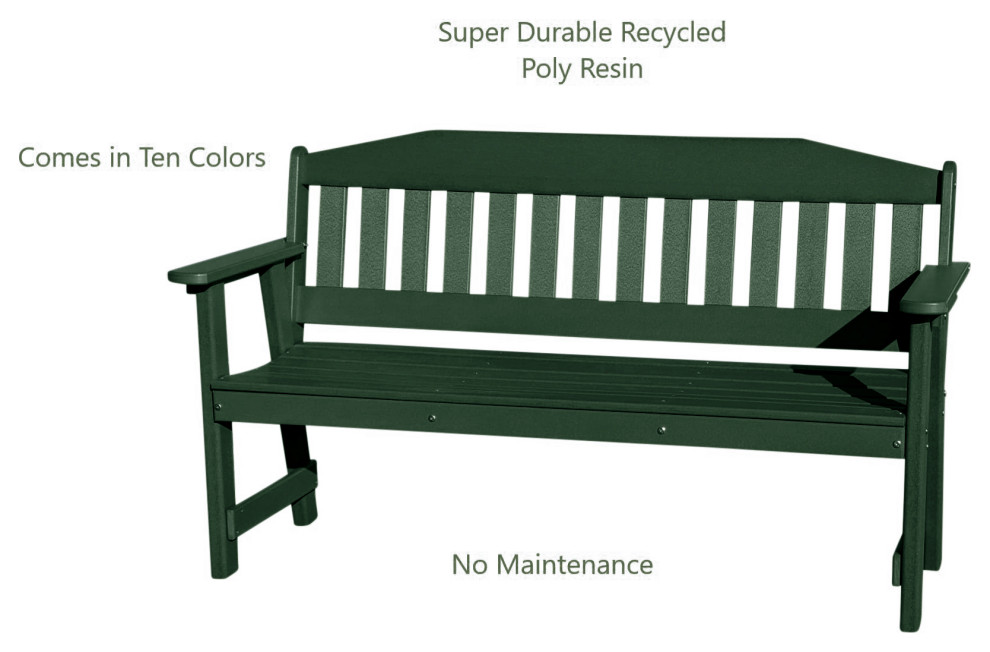 Phat Tommy  Weather Outdoor Bench   5 ft Garden Bench with Back   Contemporary   Outdoor Benches   by Buyers Choice USA  Houzz