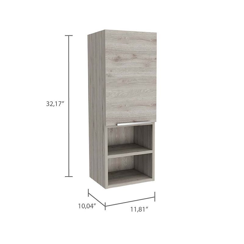 MW Medicine Cabinet， Two Shelves， Single Door Cabinet， Two Interior Shelves