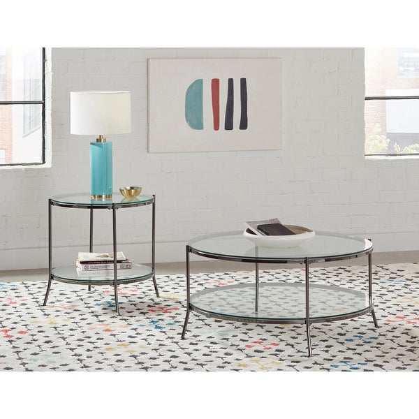 Coaster Furniture Laurie Black Nickel and Clear Round Glass Top End Table