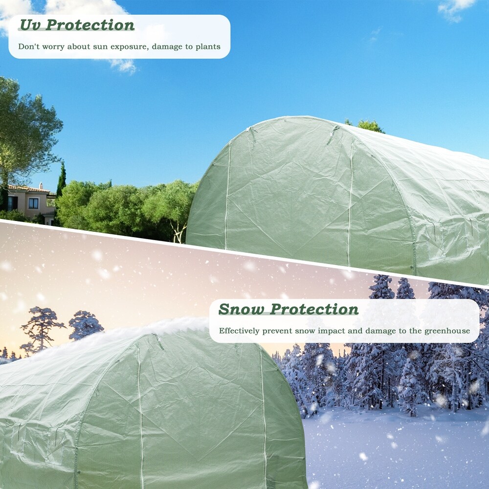 Aoodor Galvanized Pipe and PE Walk in Tunnel Greenhouse 26 FT x 10 FT x 7 FT   26'×10'×7'