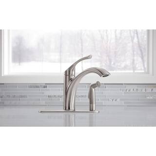 KOHLER Mistos Standard Single-Handle Pull-Out Sprayer Kitchen Faucet in Vibrant Stainless Steel With Side Sprayer K-R72509-VS