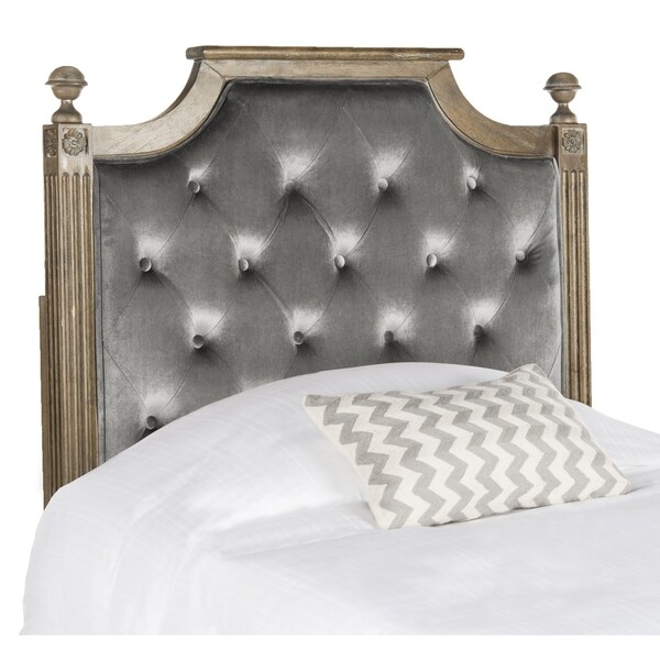 SAFAVIEH Rustic Wood Grey Tufted Velvet Headboard (Twin) - - 16391269